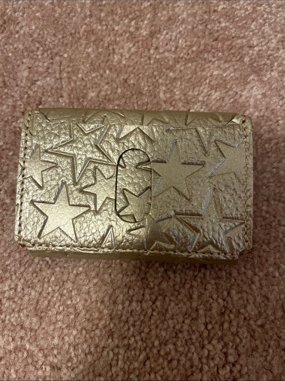 Metallic Star-Embossed Compact Wallet - Gold - Picture 2 of 5